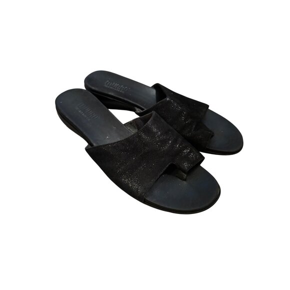 Munro Black Leather Slide Toe Loop Sandals Women’s Size 9 - Picture 3 of 8